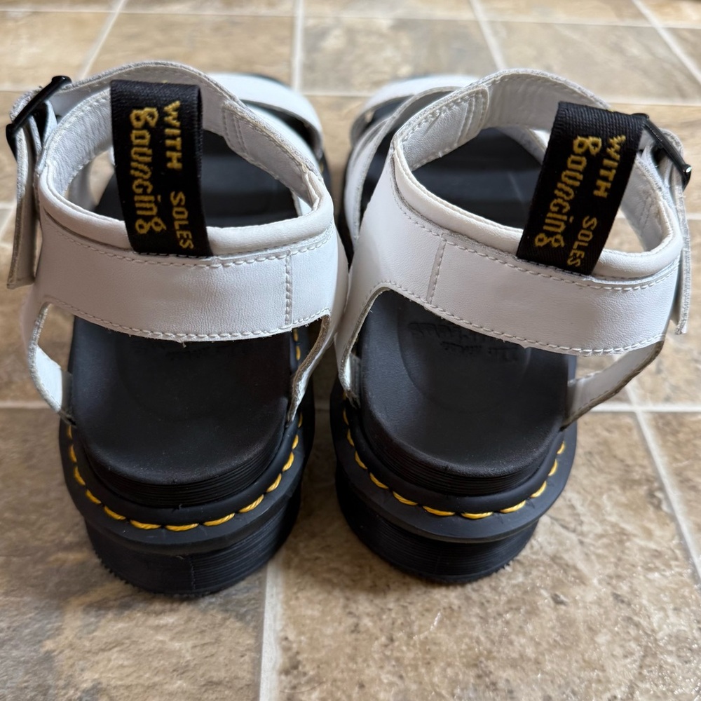 Dr. Martens White and Black Platform Strappy Sandals - Picture 10 of 13